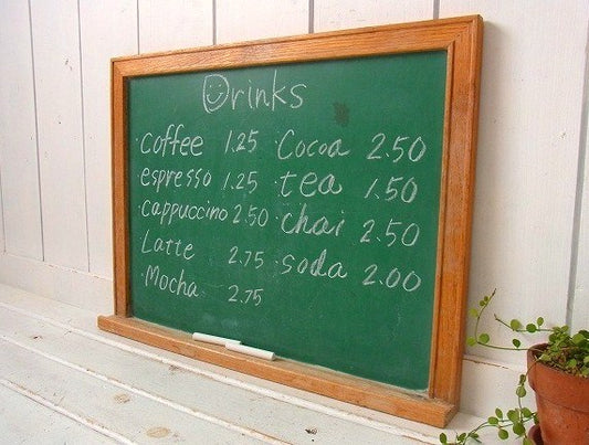 【WESCO】木製の大きなアンティーク・黒板/メニューボード/メッセージボード USA