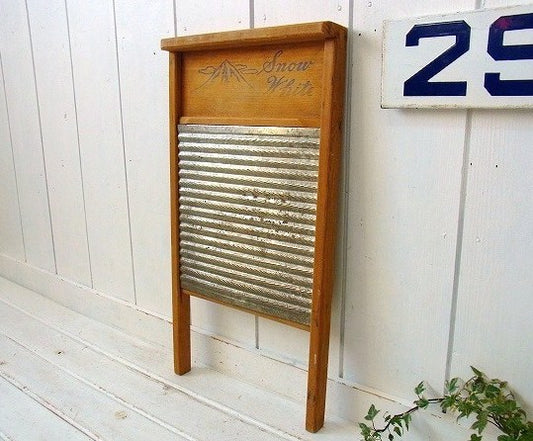 【Snow White】木製×ブリキ製・ヴィンテージ・ウォッシュボード/洗濯板 USA