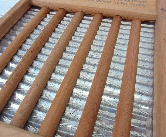 【Snow White】木製×ブリキ製・ヴィンテージ・ウォッシュボード/洗濯板 USA