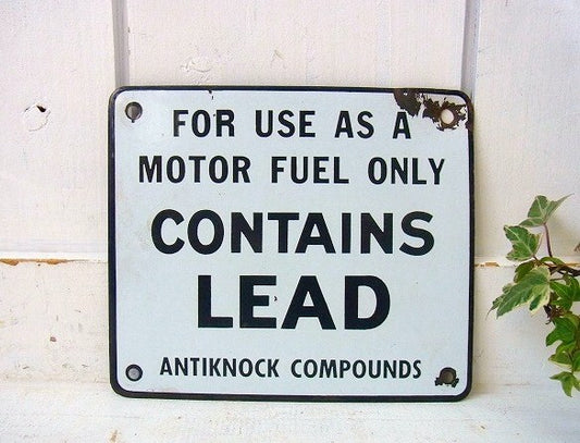 【CONTAINS LEAD】小さなアンティーク・ホーローサイン/看板 USA