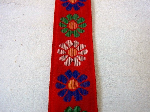 花柄・デッドストック・ヴィンテージ・チロリアンテープ/赤地 USA