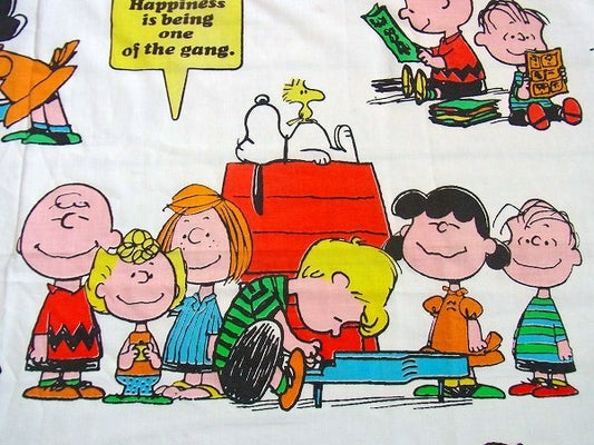 【スヌーピー】ピーナッツの仲間・コミック柄・70’s・ヴィンテージ・ファブリック/生地/カーテン
