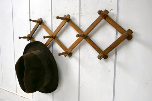 ノスタルジック 木製 壁掛け 伸縮式 ヴィンテージ ハットラック コートフック ウォールフック