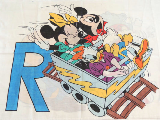 【ミッキー&フレンズ】アルファベット柄・ビンテージ・ピロケース/枕カバー USA