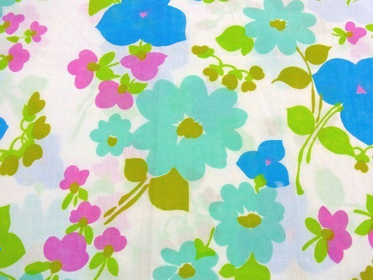 【Penneys】ペニーズ・カラフルポップな花柄のヴィンテージ・USEDフラットシーツ(1/2)