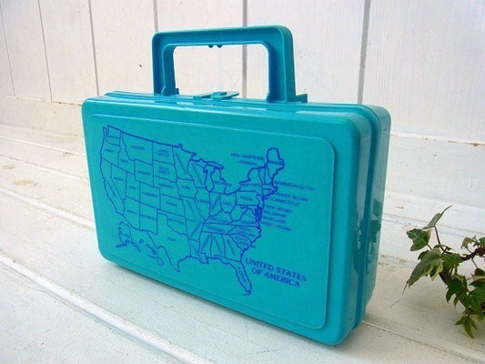 【WHIRLEY】アメリカ合衆国・マップ・地図入り・プラスティック製・ヴィンテージ・ケース USA