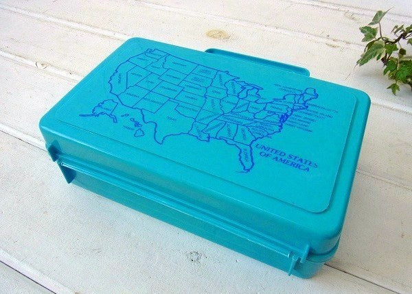 【WHIRLEY】アメリカ合衆国・マップ・地図入り・プラスティック製・ヴィンテージ・ケース USA
