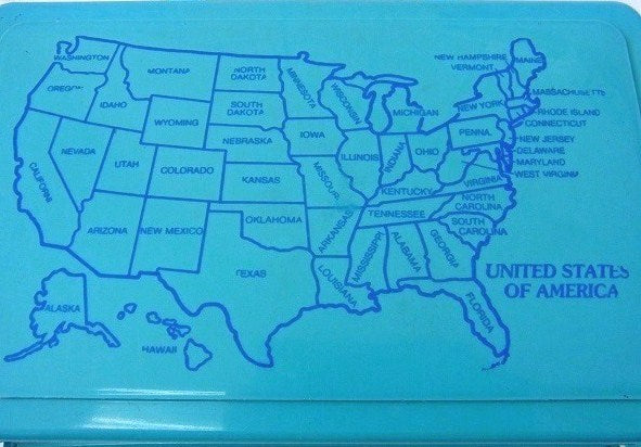 【WHIRLEY】アメリカ合衆国・マップ・地図入り・プラスティック製・ヴィンテージ・ケース USA