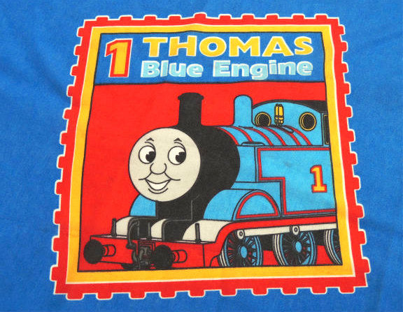 【機関車トーマスとなかまたち】ブルー・パネル柄・ユーズドシーツ(ボックスタイプ) USA