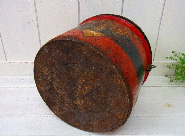 【SWAN-FINCH OIL】木製ハンドル・ヴィンテージ・オイル缶/ブリキバケツ　USA