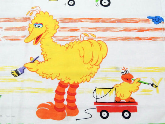 【セサミストリートの仲間たち】カラフル・ペンキ柄・ヴィンテージ・ユーズドシーツ(1/2)