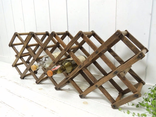 ワインラック ボトルラック アンティーク 木製 折り畳み式 ワインボトル14本 収納
