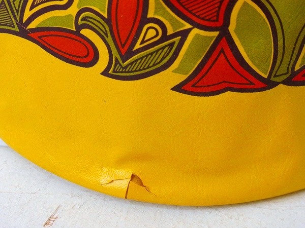 レトロポップ×イエロー 花柄 魔法瓶 カバー付き 回転式ビンテージ エアーポット キッチン雑貨