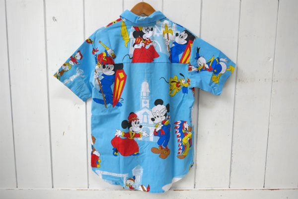 ミッキー&フレンズ ハンドメイド ヴィンテージ アロハシャツ シャツ リメイク USA キャラクター 古着