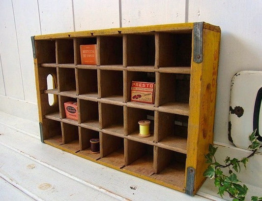 【Coca-Cola】コカコーラ・仕切り付き・木製・ヴィンテージ・ウッドボックス/木箱 USA