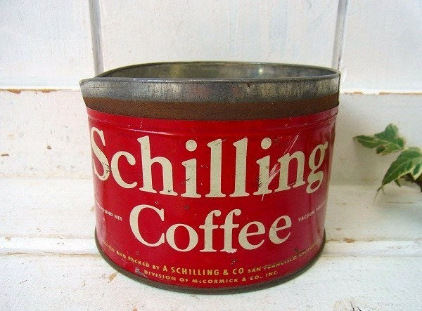 【Schilling COFFEE】ブリキ製・ヴィンテージ・コーヒー缶/ティン缶 USA