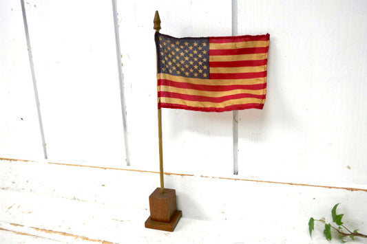 アメリカ合州国・木製ポール・星条旗 ②ヴィンテージ・卓上フラッグ・アメリカンフラッグ USA