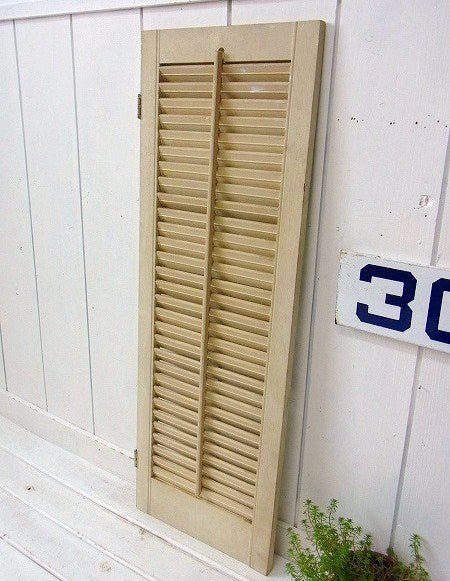 アイボリー色・木製・アンティーク・ルーバー/ヴォレー/シャッター/建具 USA