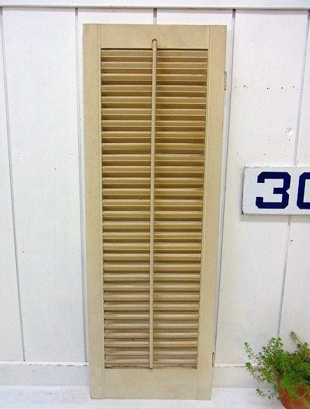 アイボリー色・木製・アンティーク・ルーバー/ヴォレー/シャッター/建具 USA