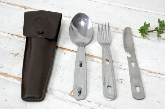 USA ボーイスカウト ケース付き 60s ビンテージ カトラリーセット スプーン ナイフ フォーク アウトドア キャンプ