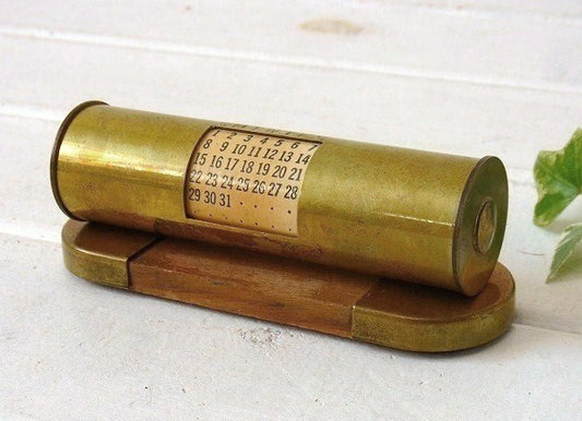 【パークシャーマン】真鍮製・アンティーク・デスクカレンダー/卓上カレンダー USA