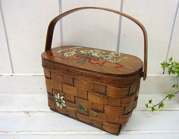 Caro-Nan】花柄・アンティーク・カロナンバスケット/カゴバッグ USA