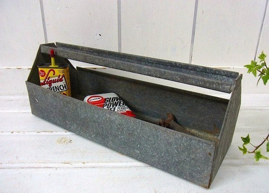 ヴィンテージ・ブリキバスケット/ツールケース/工具入れ/ガーデニング USA