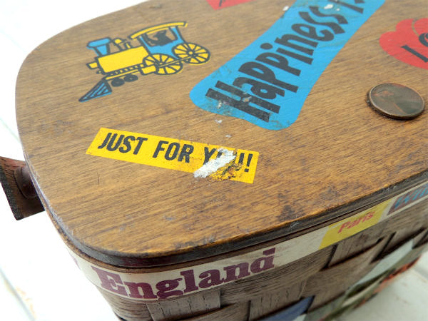 【Caro-Nan】1974年・トラベルシリーズ・木製・アンティーク・カロナンバスケット/カゴバッグ