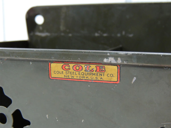 【COLE】カーキ色・透かし模様・仕切り付き・ヴィンテージ・ウォールトレイ/書類ケース USA