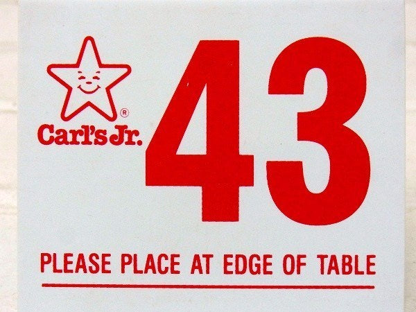 【Carl's Jr.】43・カールスジュニア・卓上・ナンバープレート/番号札 USA