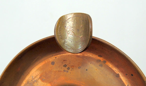 チリ共和国・REPLBLICA DE CHILE・コイン付・銅製・ヴィンテージ・灰皿・アシュトレイ