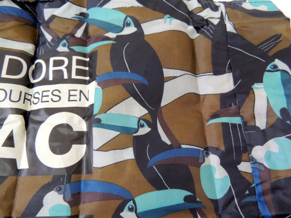 【MONOPRIX】フランス・モノプリ・スーパーマーケット・鳥柄・折りたたみ式・携帯用エコバッグ