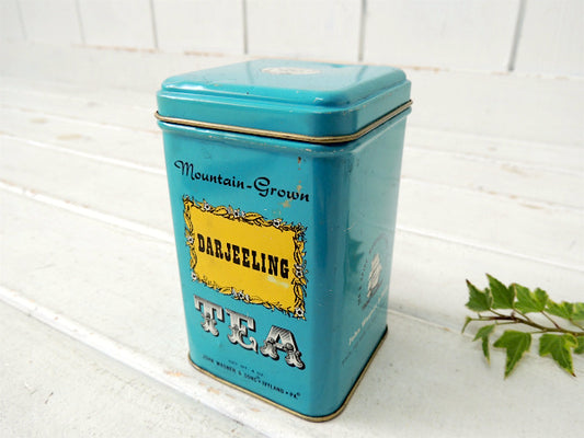 【John Wagner&Sons】ターコイズブルー・紅茶のヴィンテージ・ティン缶/ブリキ缶