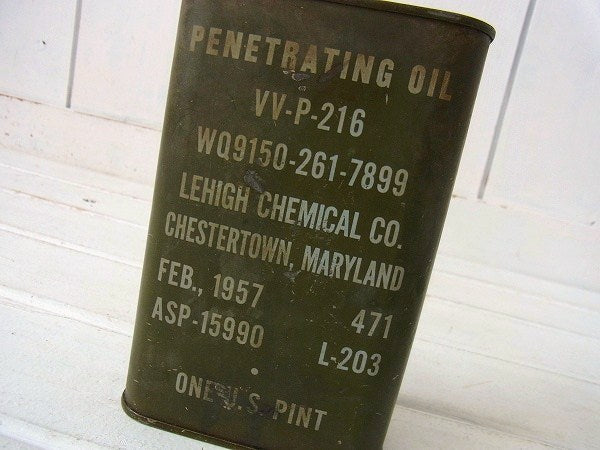 1957年・ミリタリー・ノズル付き・ヴィンテージ・オイル缶/US ARMY