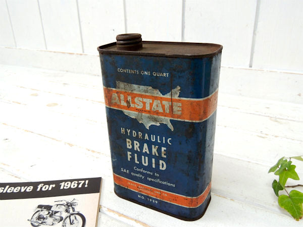 【SEARS】ALLSTATE・アメリカ合衆国柄・ブルー×オレンジ・ヴィンテージ・オイル缶/ガレージ