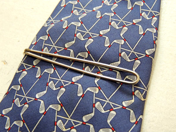 シンプルデザイン・ダブルライン アンティーク&ヴィンテージ・シンプル・タイピン・シルバー色・USA