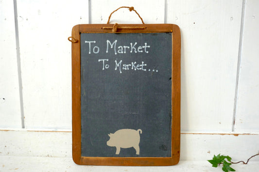 ポルトガル製・ブタ柄・両面タイプ・ヴィンテージ・黒板・ブラックボード・チョークボード・インテリア