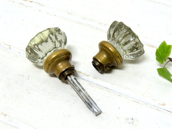 12角形・ガラス製 アンティーク・ドアノブ ドアパーツ 建材 インテリア USA