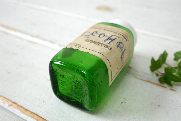 ミリタリー Duraglas グリーン 50s ヴィンテージ 薬瓶 ガラス メディスンボトル USA