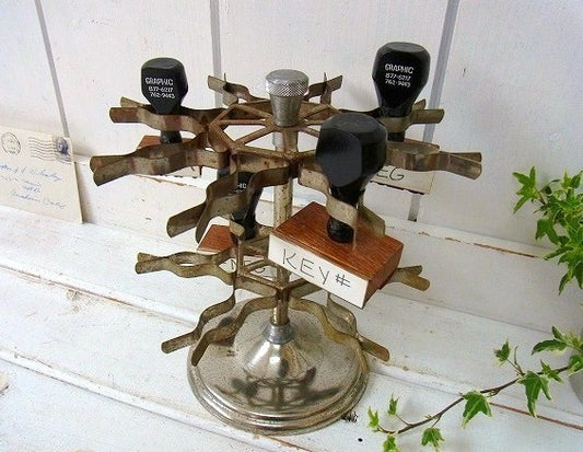 回転式・2段・アンティーク・スタンプホルダー USA