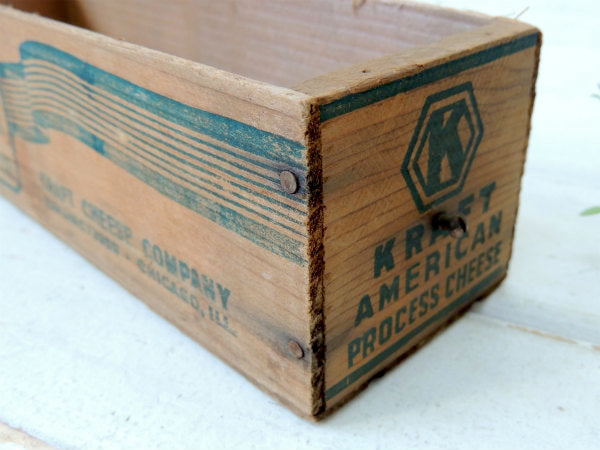 【KRAFT AMERICAN】①クラフト社・全面ロゴ入り・木製・アンティーク・チーズボックス/木箱