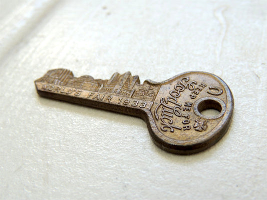 【1933y・Good Luck】シカゴ万国博記念・アンティーク・鍵・キー・USA・アクセサリー