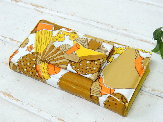 キノコ柄・デッドストック・70's・ヴィンテージ・2つ折り・長財布・ウォレット・小切手ケース USA