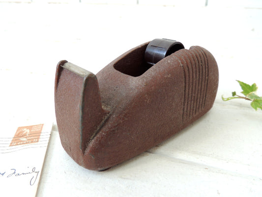 【Scotch・スコッチ・赤茶色】古いアイアン製・アンティーク・テープカッター・USA