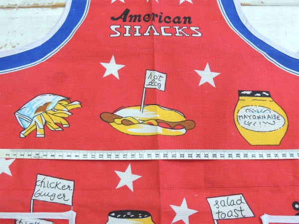 【American Snacks】ハンバーガー&ホットドック・ジャンクフード柄・エプロン/コットン製