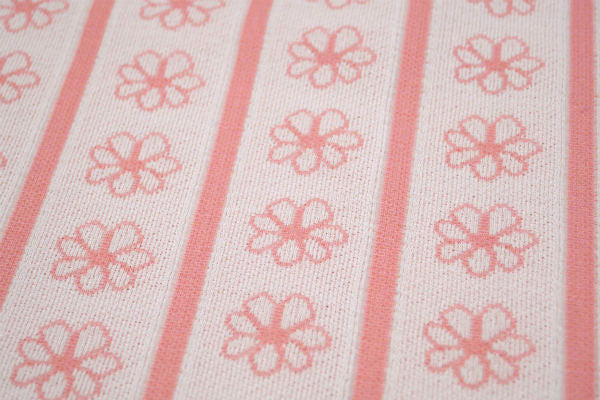 ピンク フラワー 花柄×ストライプ柄 デッドストック ヴィンテージ ファブリック 生地 USA