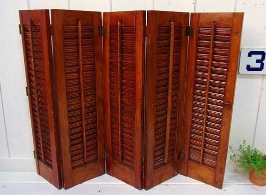 木製・5連アンティーク・ルーバー/ヴォレー/シャッター/建具 USA