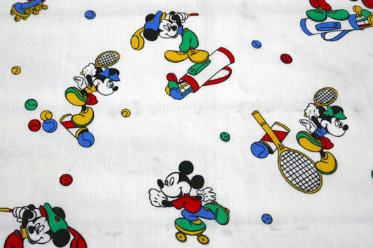 レア物 ミッキー&ミニー スポーツ柄 デッドストック ヴィンテージ ファブリック 生地 テキスタイル