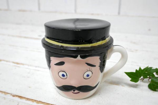 For Pop Only・セラミック・髭・男性モチーフ・ヴィンテージ・コーヒーカップ&灰皿・里帰り品