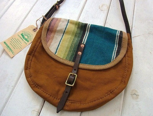 【JYUMOKU】ジュモク・カリフォルニア発・ショルダーバッグ/メキシカンラグ×ダックキャンバス